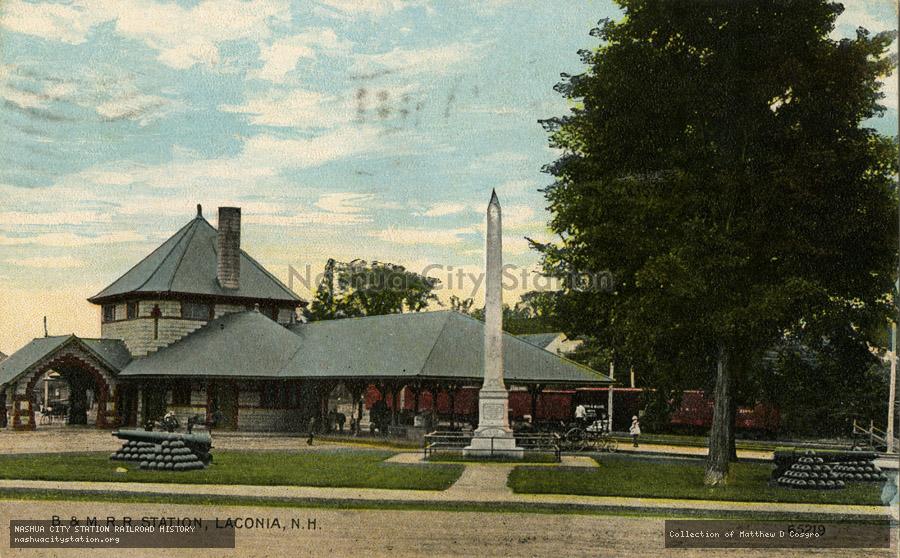 Postcard: Boston & Maine Railroad Station, Laconia, New Hampshire